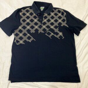 IZOD mens large golf short sleeve  Black Polo Shirt with Geometric Design